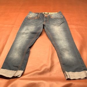 Indigo Rein cropped, cuffed jeans. Size 3. NWOT